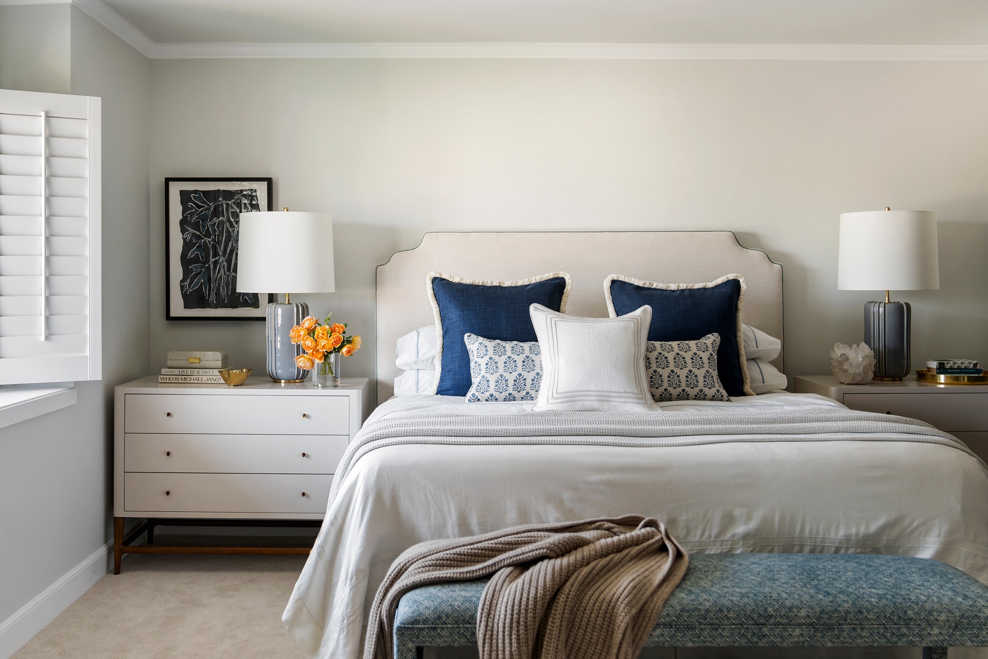 Primary bedroom and nightstand renovation by Melinda Mandell